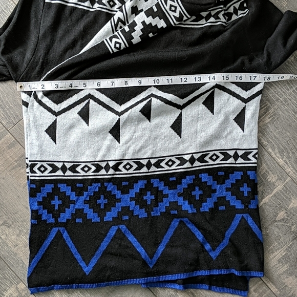 Flying Tomato Tribal Black Blue Cardigan G24 - Picture 4 of 8